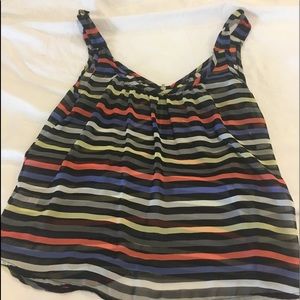 Papaya silk sheer zipper front tank